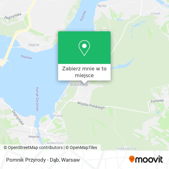 Mapa Pomnik Przyrody - Dąb