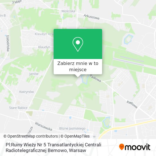 Mapa Pl:Ruiny Wieży Nr 5 Transatlantyckiej Centrali Radiotelegraficznej Bemowo