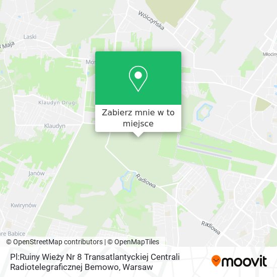 Mapa Pl:Ruiny Wieży Nr 8 Transatlantyckiej Centrali Radiotelegraficznej Bemowo