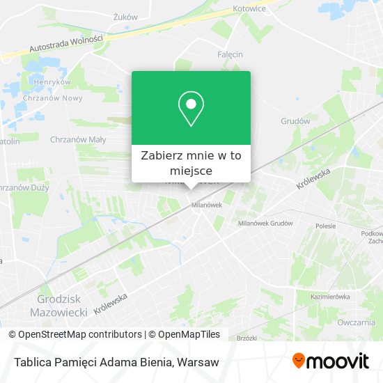 Mapa Tablica Pamięci Adama Bienia