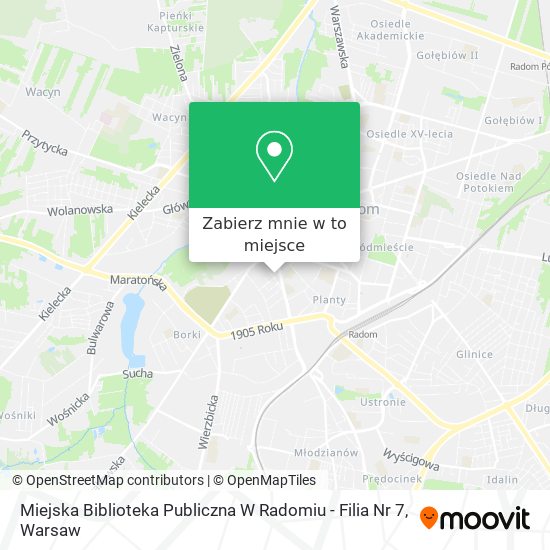 Mapa Miejska Biblioteka Publiczna W Radomiu - Filia Nr 7