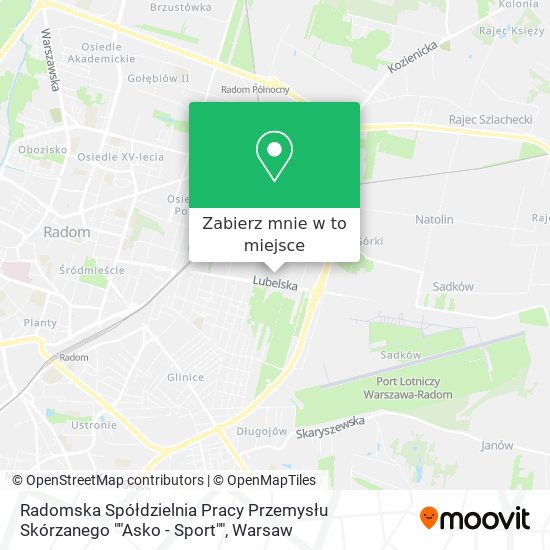 Mapa Radomska Spółdzielnia Pracy Przemysłu Skórzanego ""Asko - Sport""