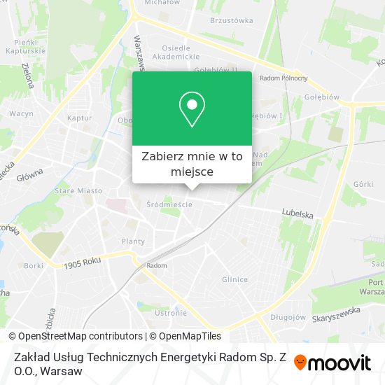 Mapa Zakład Usług Technicznych Energetyki Radom Sp. Z O.O.