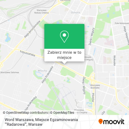 Mapa Word Warszawa, Miejsce Egzaminowania ""Radarowa""