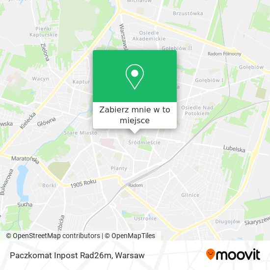 Mapa Paczkomat Inpost Rad26m