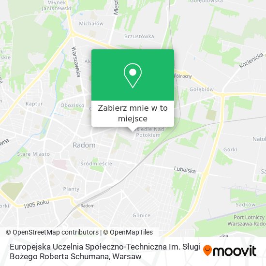 Mapa Europejska Uczelnia Społeczno-Techniczna Im. Sługi Bożego Roberta Schumana