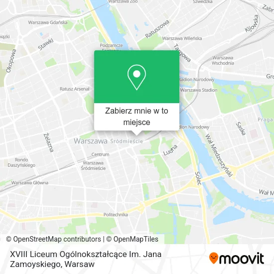 Mapa XVIII Liceum Ogólnokształcące Im. Jana Zamoyskiego