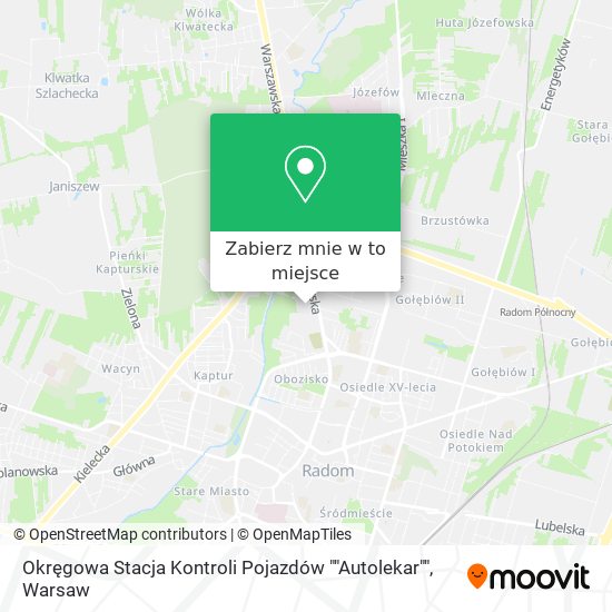 Mapa Okręgowa Stacja Kontroli Pojazdów ""Autolekar""