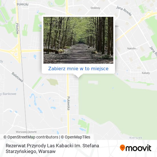 Mapa Rezerwat Przyrody Las Kabacki Im. Stefana Starzyńskiego