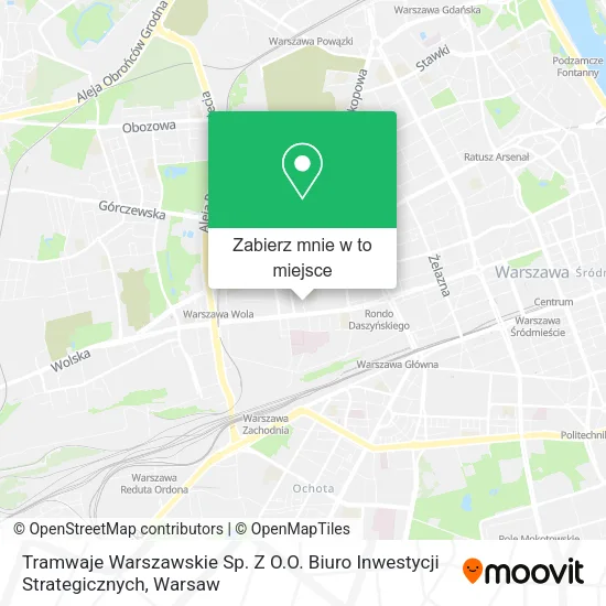 Mapa Tramwaje Warszawskie Sp. Z O.O. Biuro Inwestycji Strategicznych