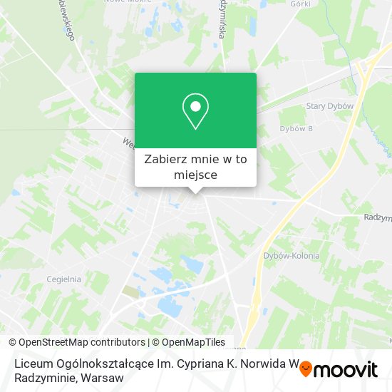 Mapa Liceum Ogólnokształcące Im. Cypriana K. Norwida W Radzyminie