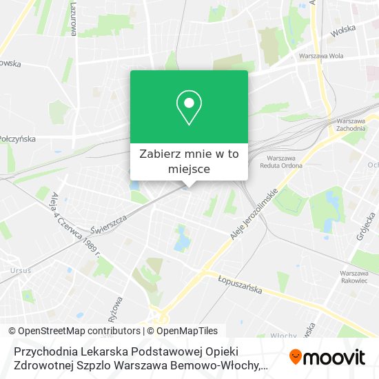 Mapa Przychodnia Lekarska Podstawowej Opieki Zdrowotnej Szpzlo Warszawa Bemowo-Włochy