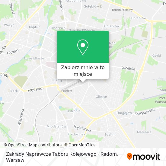 Mapa Zakłady Naprawcze Taboru Kolejowego - Radom