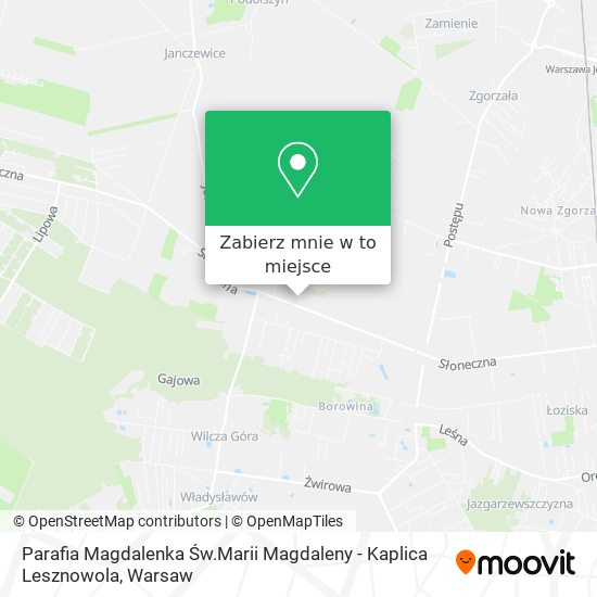 Mapa Parafia Magdalenka Św.Marii Magdaleny - Kaplica Lesznowola