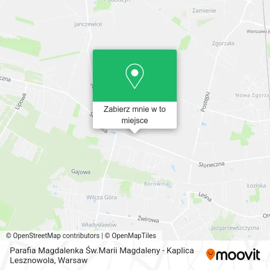 Mapa Parafia Magdalenka Św.Marii Magdaleny - Kaplica Lesznowola