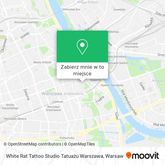 Mapa White Rat Tattoo Studio Tatuażu Warszawa