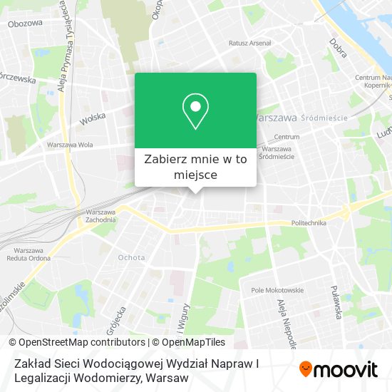 Mapa Zakład Sieci Wodociągowej Wydział Napraw I Legalizacji Wodomierzy