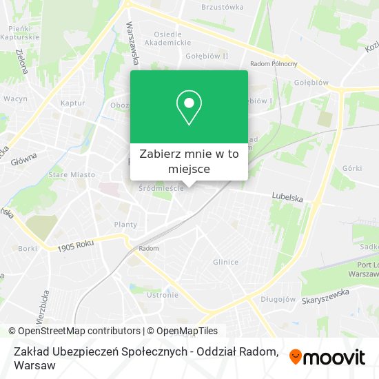 Mapa Zakład Ubezpieczeń Społecznych - Oddział Radom