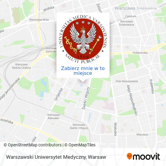 Mapa Warszawski Uniwersytet Medyczny