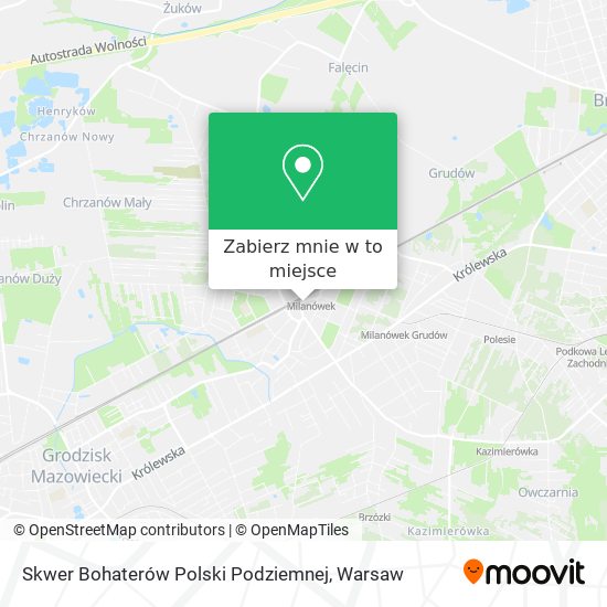 Mapa Skwer Bohaterów Polski Podziemnej