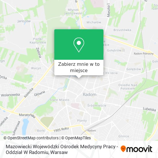 Mapa Mazowiecki Wojewódzki Ośrodek Medycyny Pracy - Oddział W Radomiu