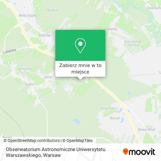 Mapa Obserwatorium Astronomiczne Uniwersytetu Warszawskiego