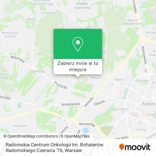 Mapa Radomskie Centrum Onkologii Im. Bohaterów Radomskiego Czerwca '76