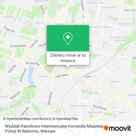 Mapa Wydział Patrolowo-Interwencyjny Komendy Miejskiej Policji W Radomiu