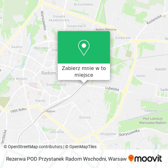 Mapa Rezerwa POD Przystanek Radom Wschodni