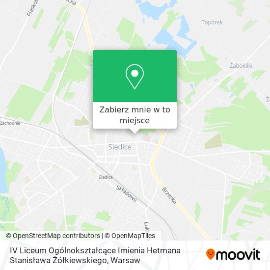 Mapa IV Liceum Ogólnokształcące Imienia Hetmana Stanisława Żółkiewskiego