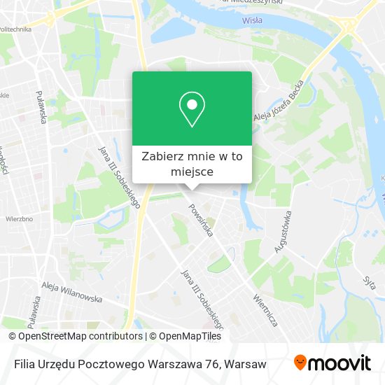 Mapa Filia Urzędu Pocztowego Warszawa 76