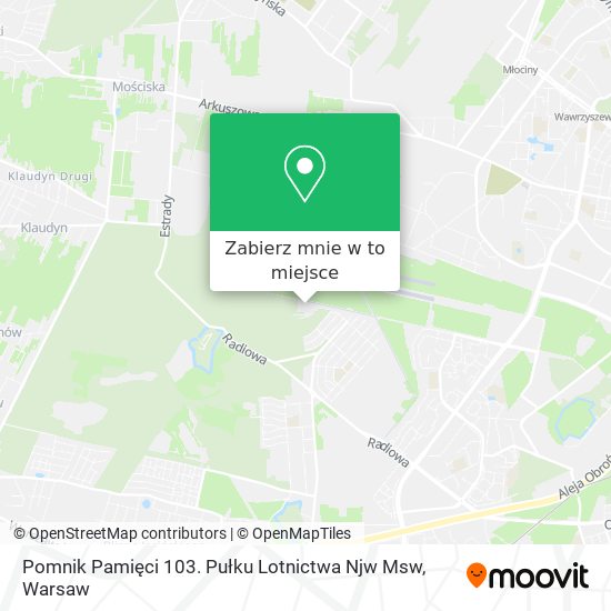 Mapa Pomnik Pamięci 103. Pułku Lotnictwa Njw Msw