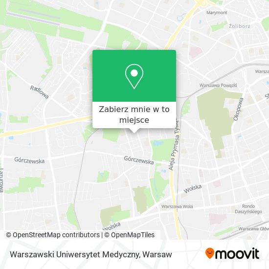 Mapa Warszawski Uniwersytet Medyczny