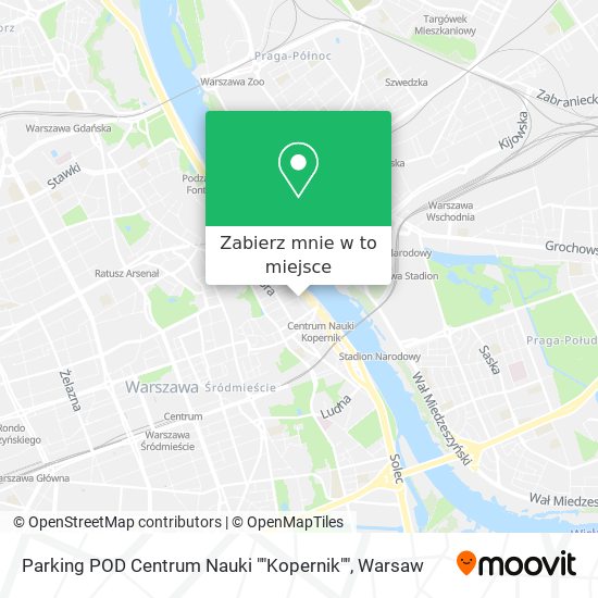 Mapa Parking POD Centrum Nauki ""Kopernik""