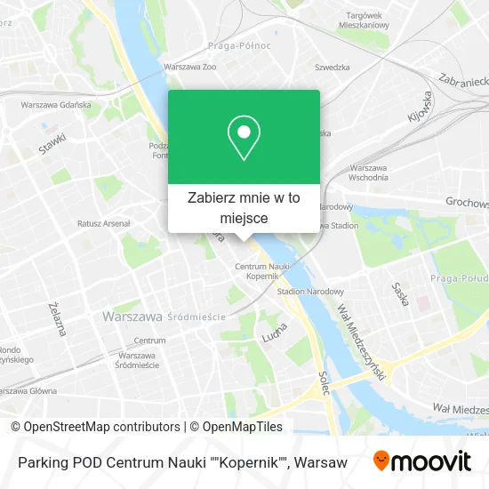 Mapa Parking POD Centrum Nauki ""Kopernik""