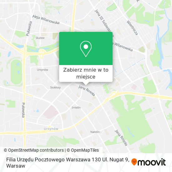 Mapa Filia Urzędu Pocztowego Warszawa 130 Ul. Nugat 9