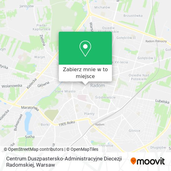 Mapa Centrum Duszpastersko-Administracyjne Diecezji Radomskiej