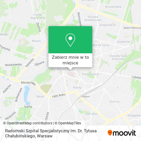 Mapa Radomski Szpital Specjalistyczny Im. Dr. Tytusa Chałubińskiego