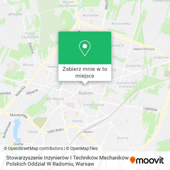 Mapa Stowarzyszenie Inżynierów I Techników Mechaników Polskich Oddział W Radomiu