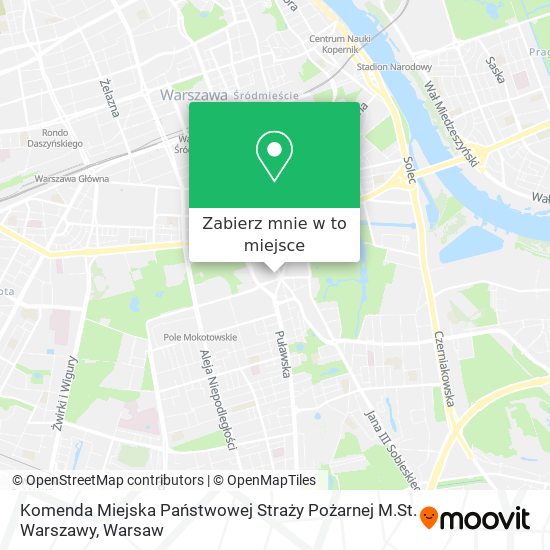 Mapa Komenda Miejska Państwowej Straży Pożarnej M.St. Warszawy