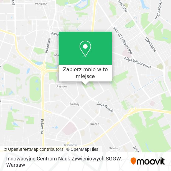 Mapa Innowacyjne Centrum Nauk Żywieniowych SGGW