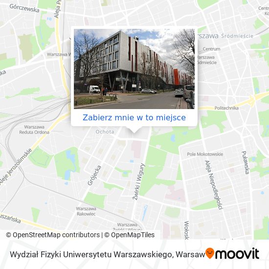 Mapa Wydział Fizyki Uniwersytetu Warszawskiego