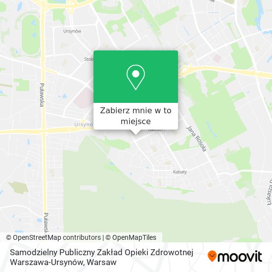 Mapa Samodzielny Publiczny Zakład Opieki Zdrowotnej Warszawa-Ursynów