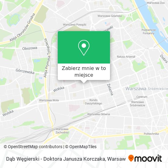 Mapa Dąb Węgierski - Doktora Janusza Korczaka