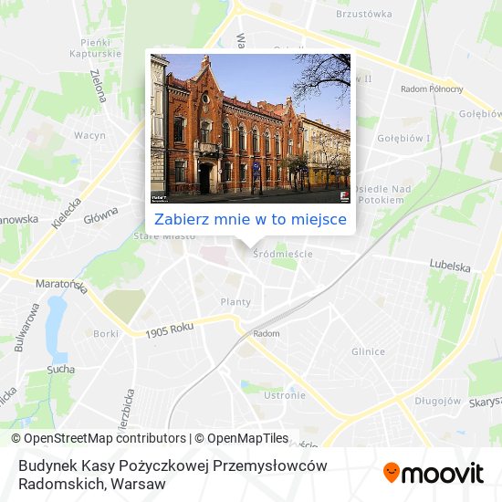 Mapa Budynek Kasy Pożyczkowej Przemysłowców Radomskich