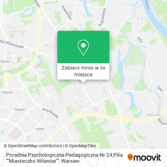 Mapa Poradnia Psychologiczna-Pedagogiczna Nr 24;Filia ""Miasteczko Wilanów""