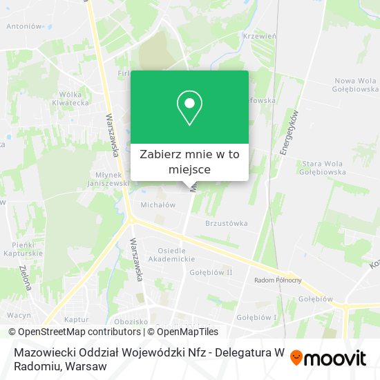 Mapa Mazowiecki Oddział Wojewódzki Nfz - Delegatura W Radomiu