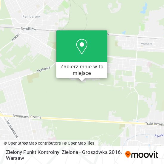 Mapa Zielony Punkt Kontrolny: Zielona - Groszówka 2016