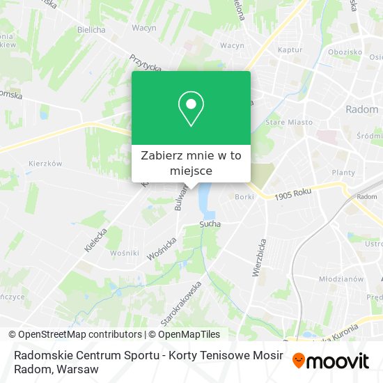 Mapa Radomskie Centrum Sportu - Korty Tenisowe Mosir Radom