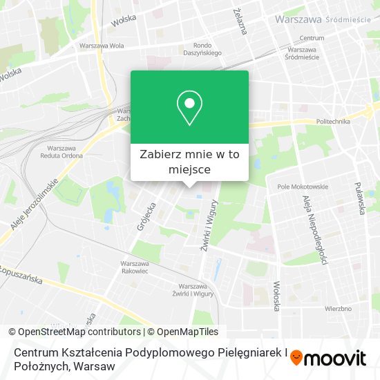 Mapa Centrum Kształcenia Podyplomowego Pielęgniarek I Położnych